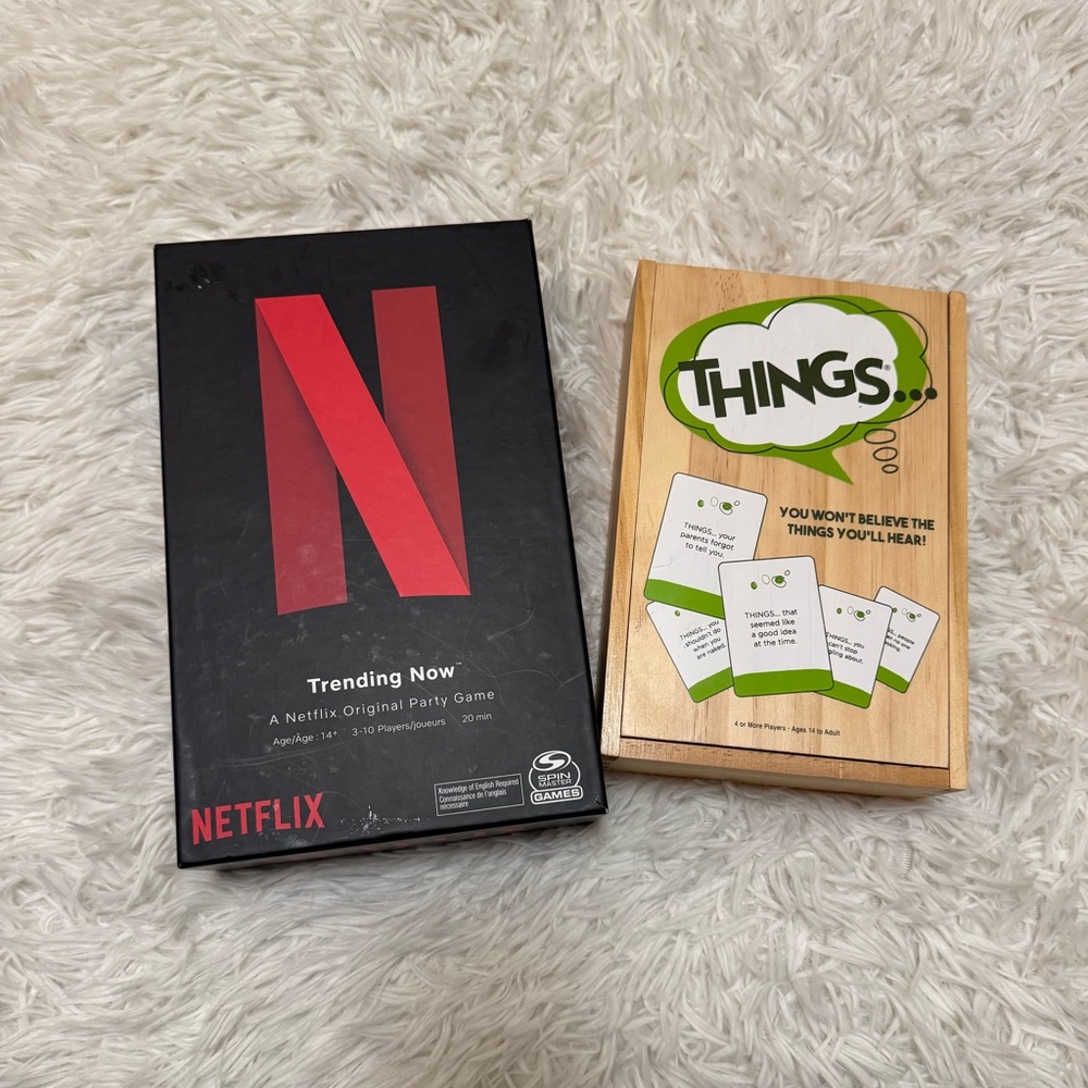 Netflix Party Game and Game of Things Game Set 2 pack of board games